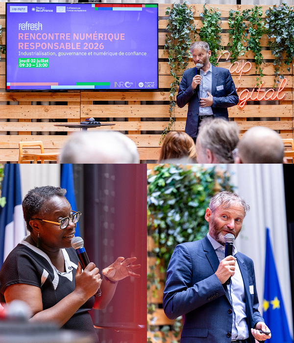 Interventions INR rencontre « Numérique Responsable 2026 : industrialisation, gouvernance et numérique de confiance », organisée par Cap Digital, en partenariat avec l'Institut du Numérique Responsable (INR) et avec le soutien de la Région Île-de-France. Crédit photo : Louise Galis, Cap Digital
